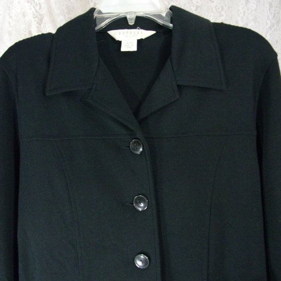 Vintage Express Tricot Knit Rich Black Jacket with Belt Size 9/10 - Picture 1 of 10